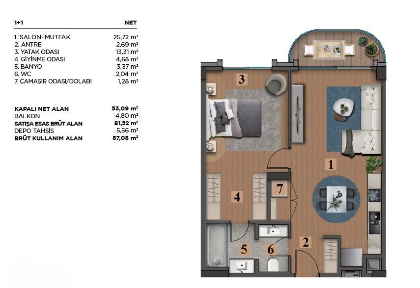 1+1 Apartment in Next Level Kemer Project - Luxury & Nature-Infused Living - Suitable for Citizenship