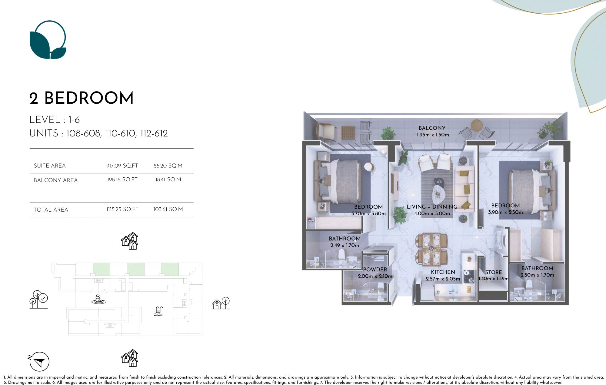 Olivia Residence - 2 Bedroom Apartment