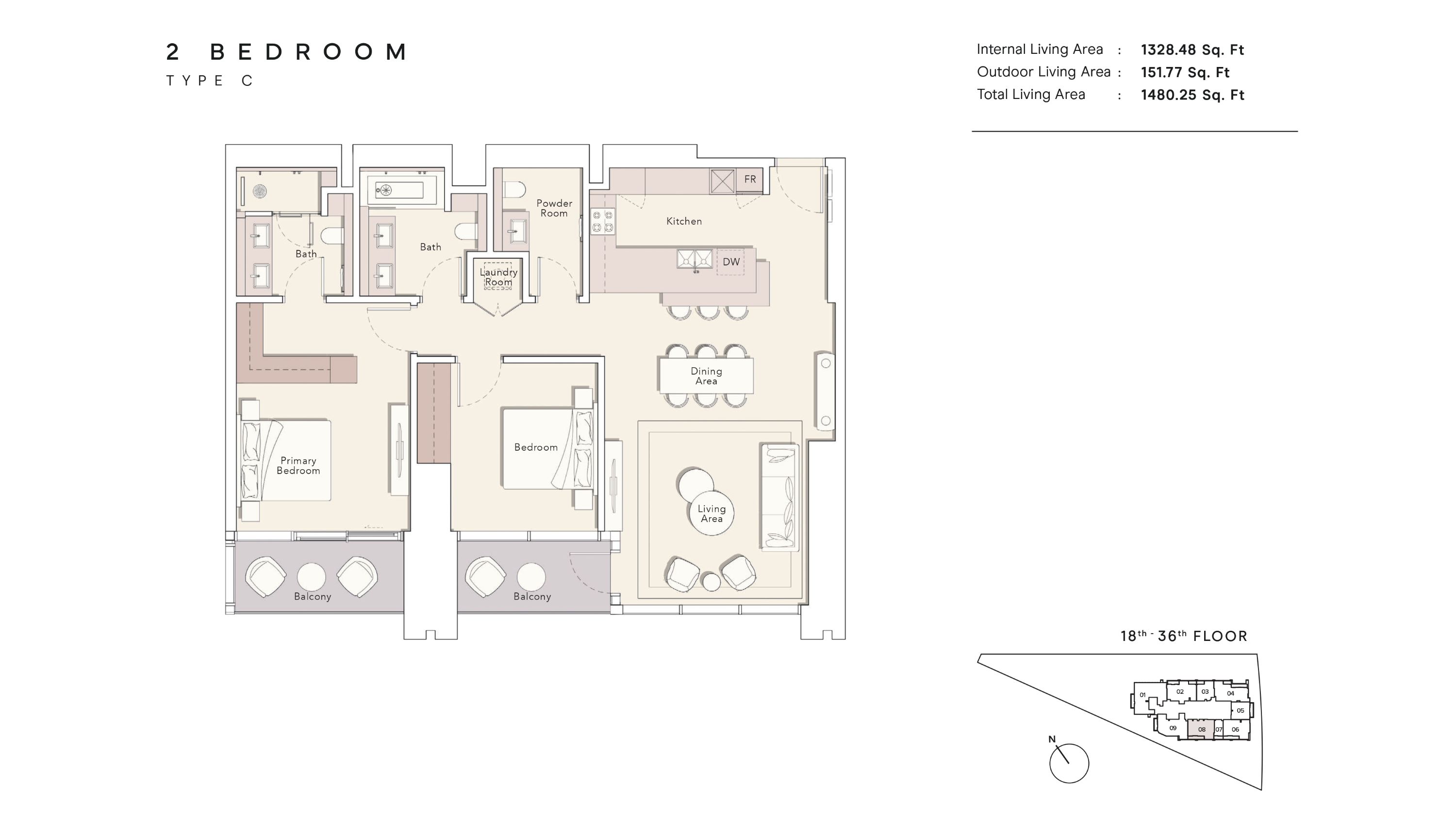 One Riverpoint - 2 Bedroom Apartment