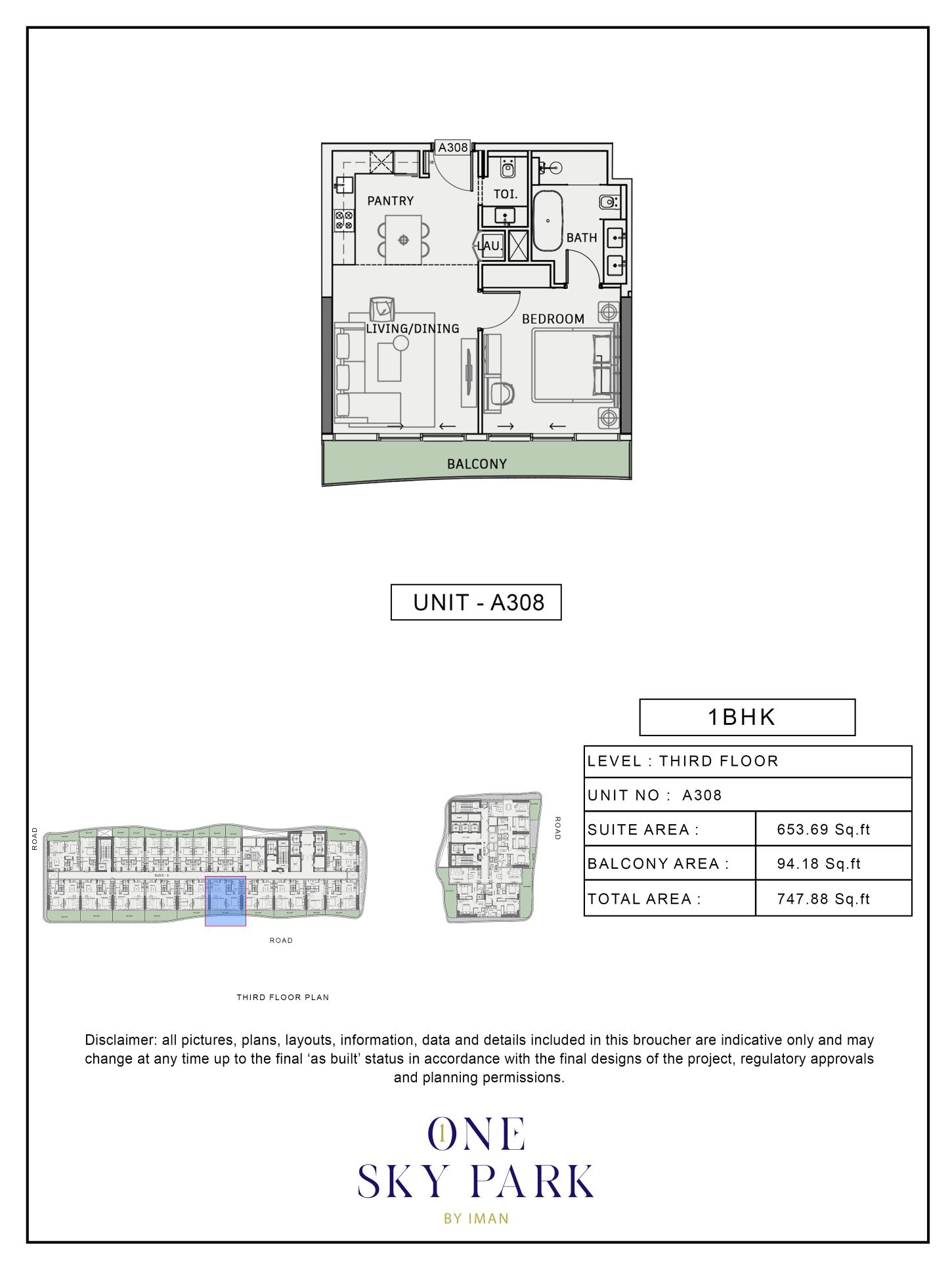 ONE SKY PARK -  1 Bedroom Apartment