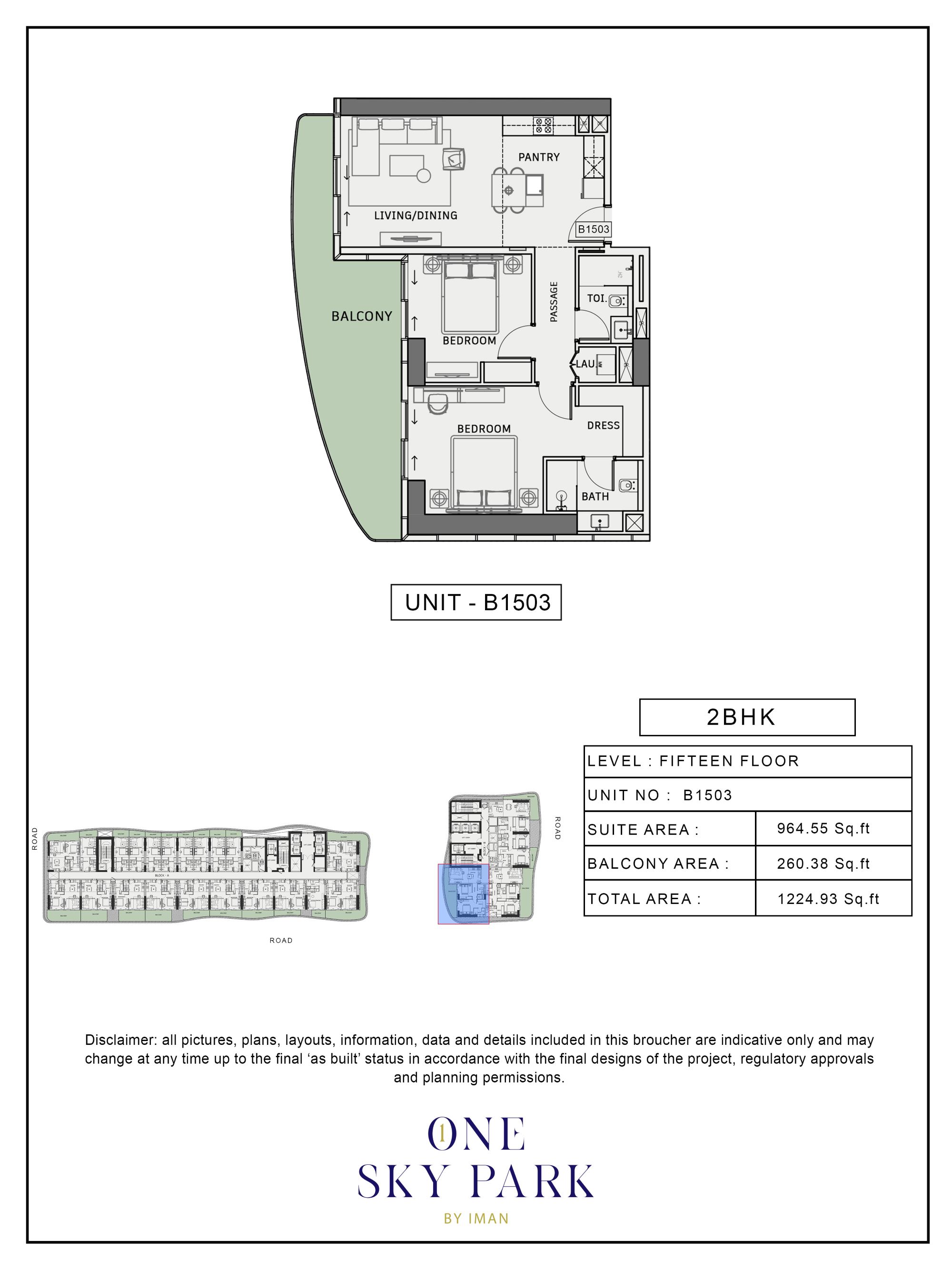 ONE SKY PARK -  2 Bedroom Apartment