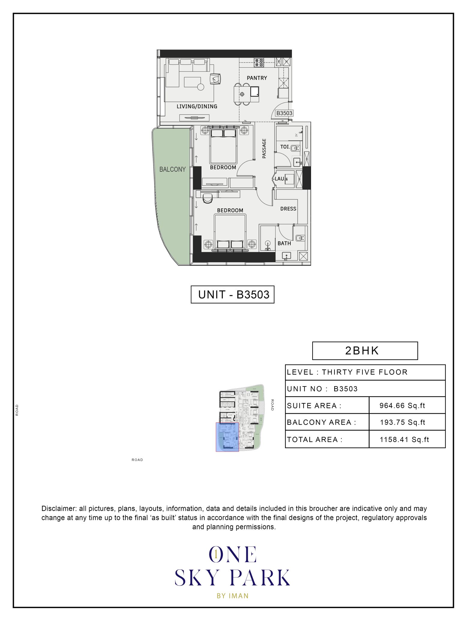 ONE SKY PARK -  2 Bedroom Apartment