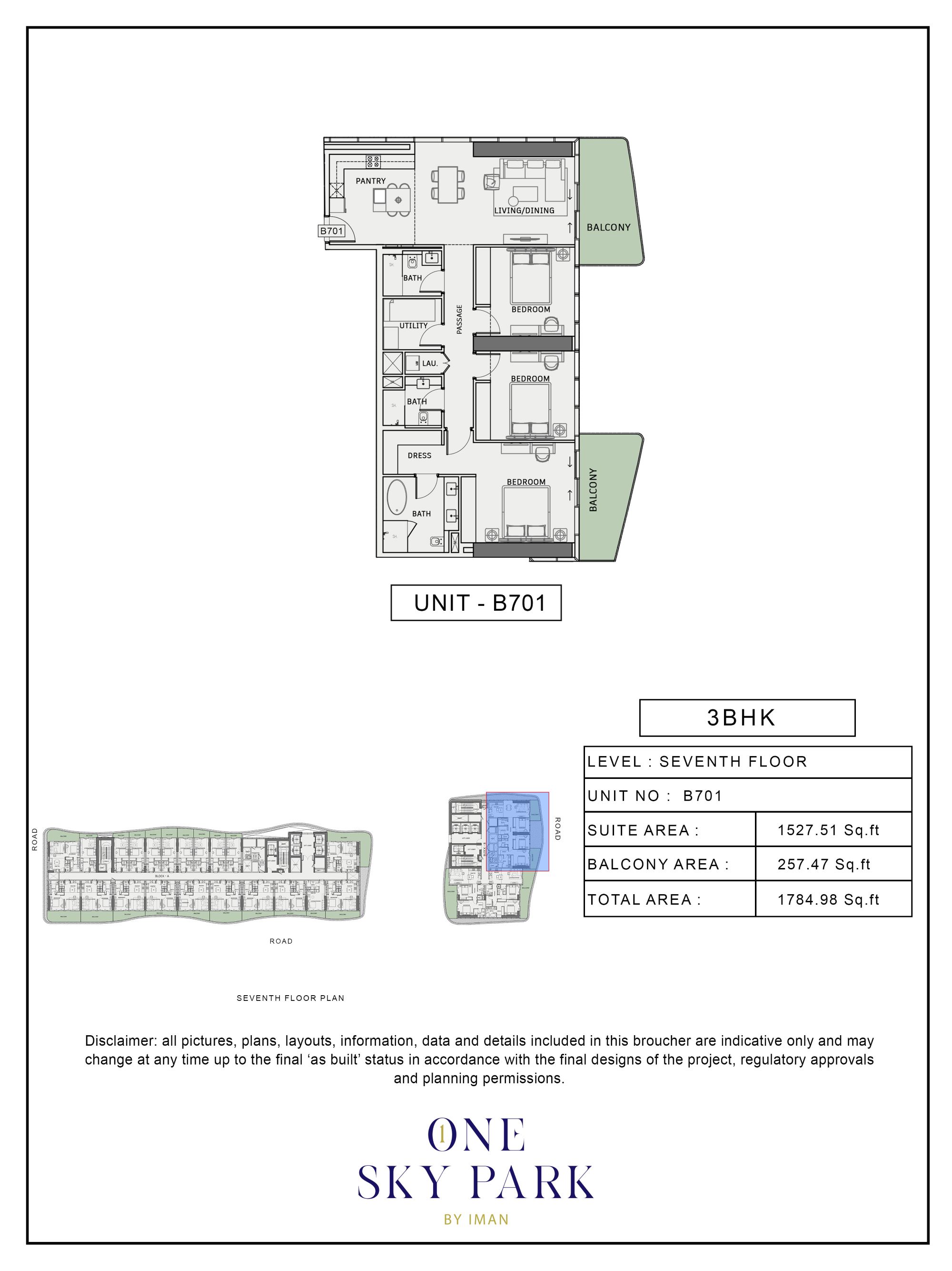 ONE SKY PARK -  3 Bedroom Apartment