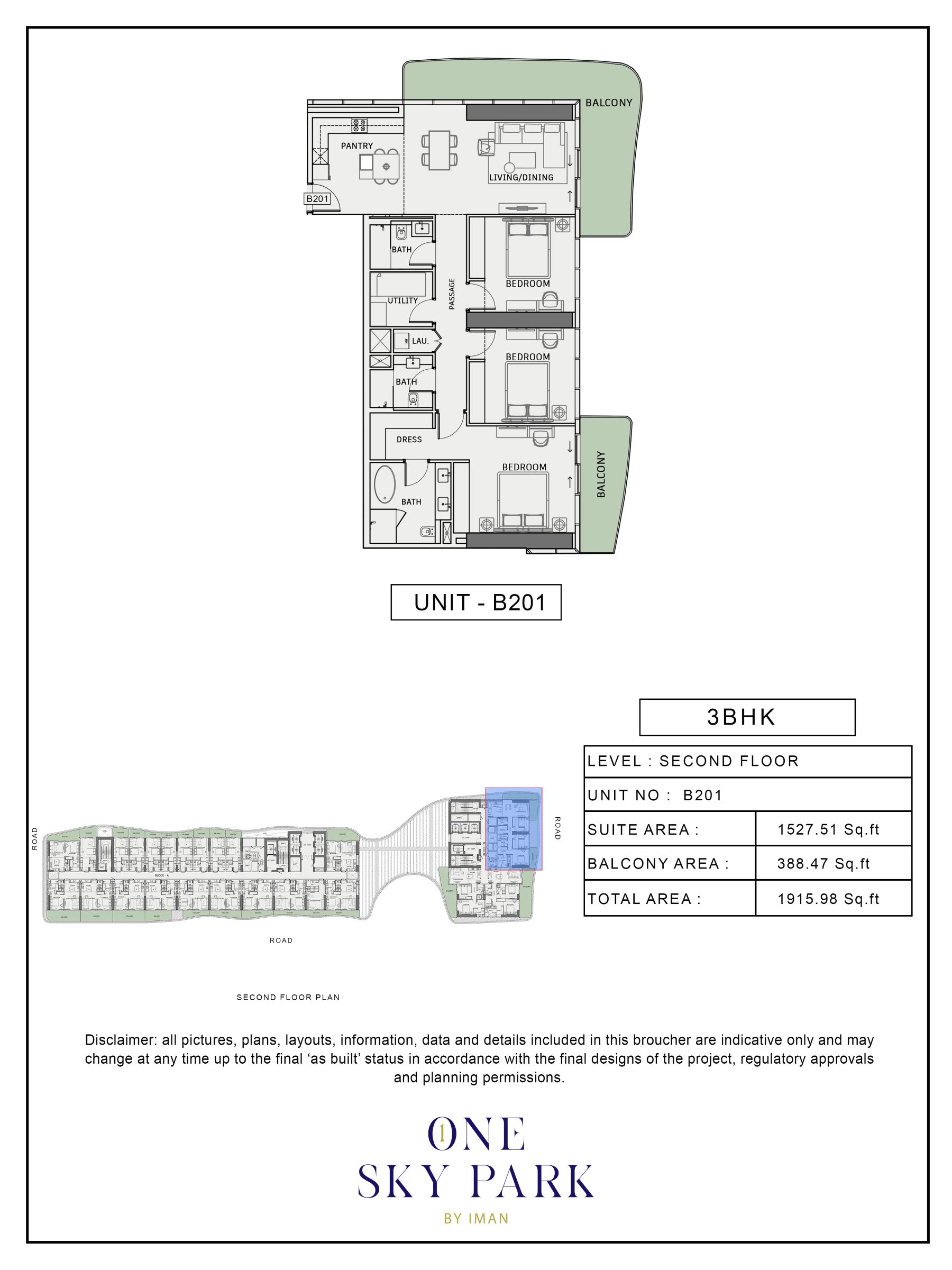 ONE SKY PARK -  3 Bedroom Apartment