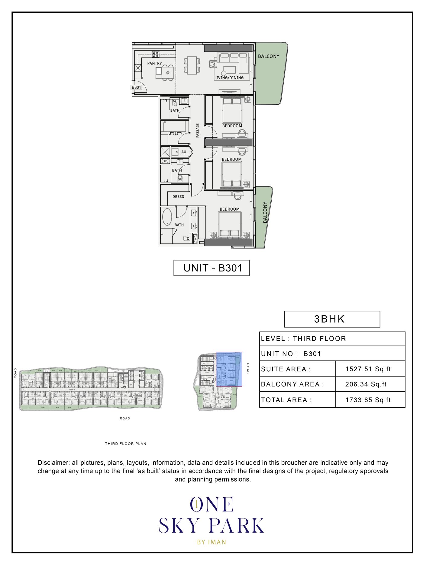 ONE SKY PARK -  3 Bedroom Apartment