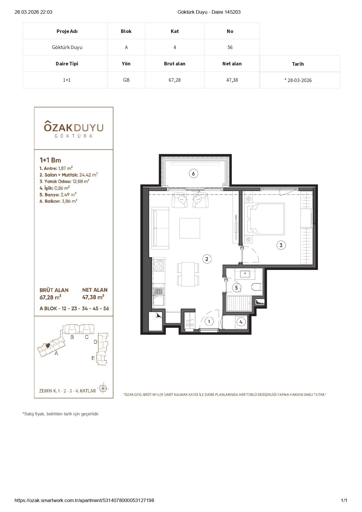 Comfortable Luxury 1+1 Apartment in Özak Duyu Göktürk Project - Suitable for Citizenship