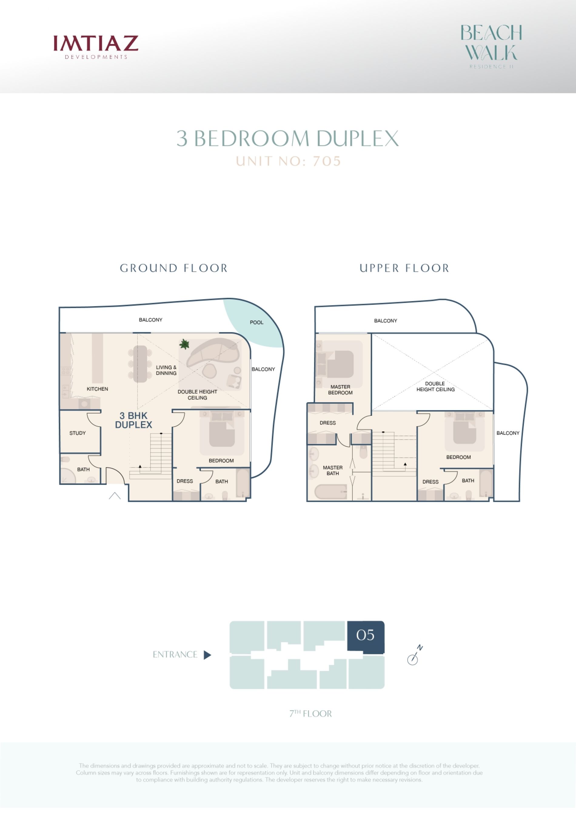 Beach Walk Residence 2 - 3 Odalı Dubleks Daire + Havuzlu