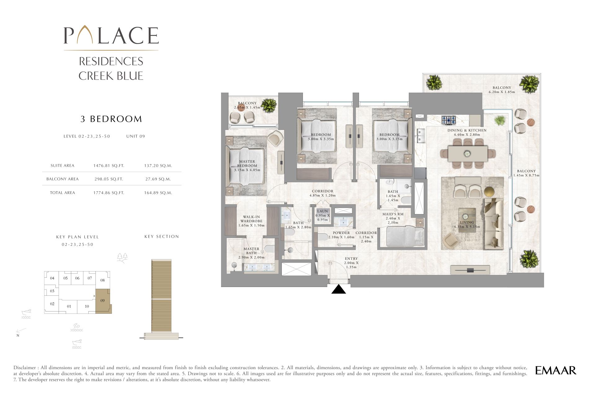 PALACE RESIDENCES AT DUBAI CREEK HARBOUR - 3 Odalı Daire