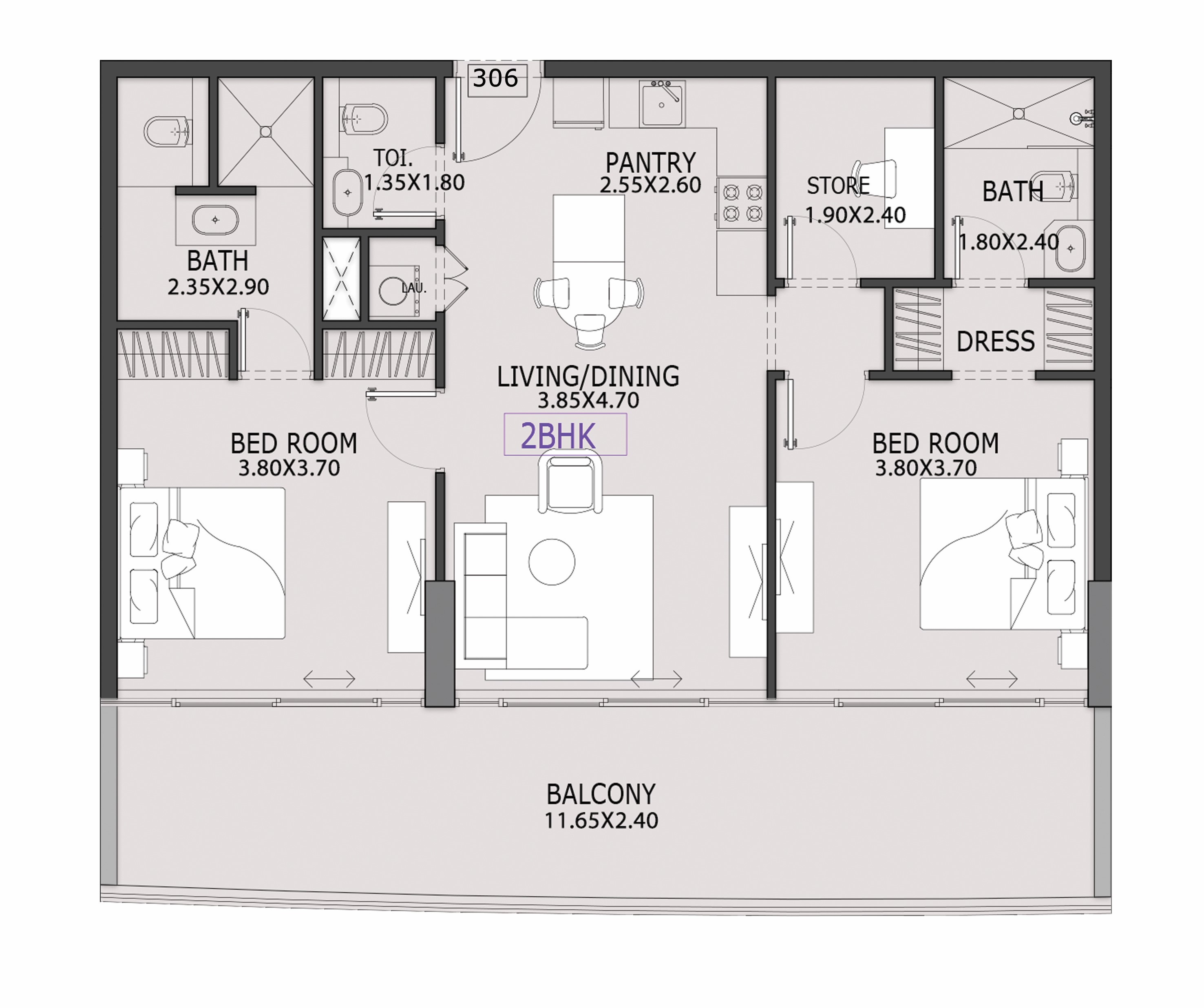 Parkside Boulevard by Tabeer - 2 Bedroom Apartment + Study Room