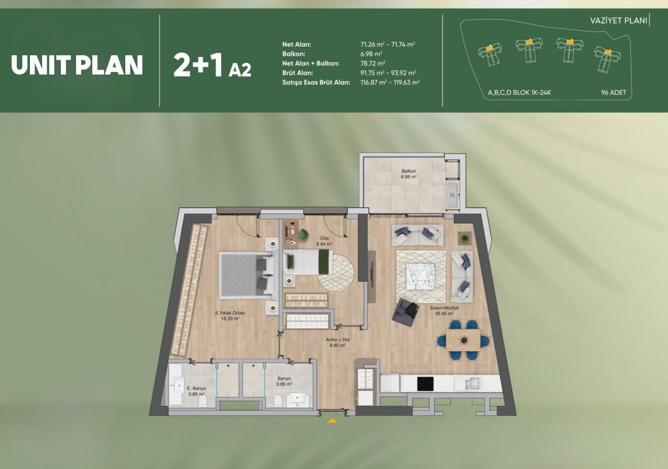 Peron Istanbul: Luxury 2+1 Apartment with City View - Suitable for Citizenship