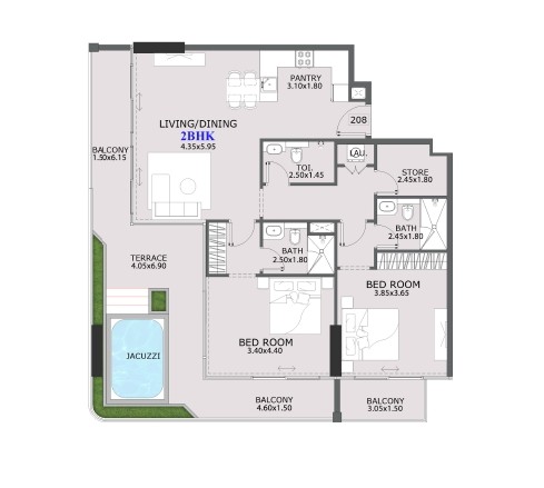 Provenza Residences - 2 Bedroom + Jacuzzi + Store Room