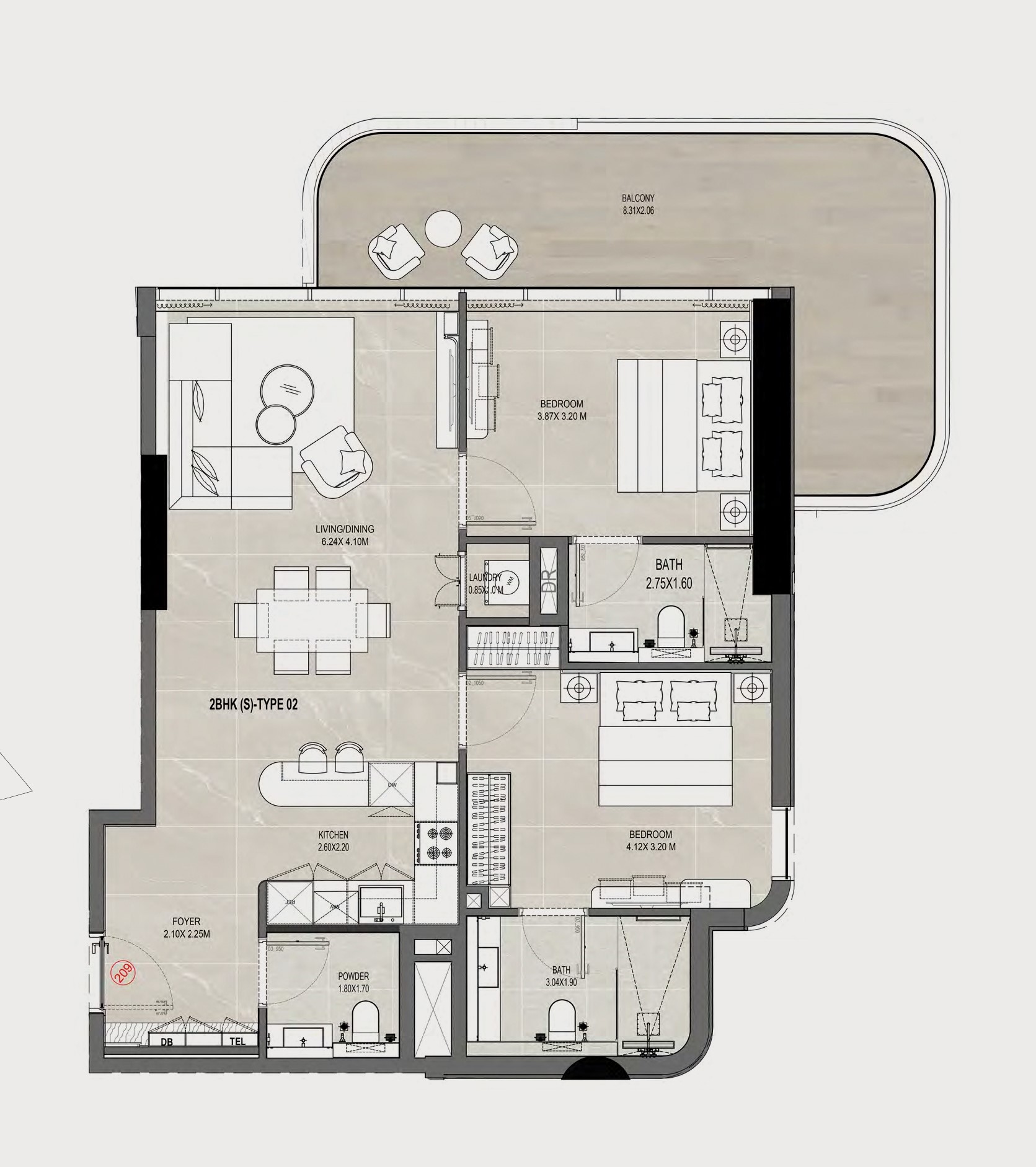 Rabdan Gates - 2 Bedroom Apartment