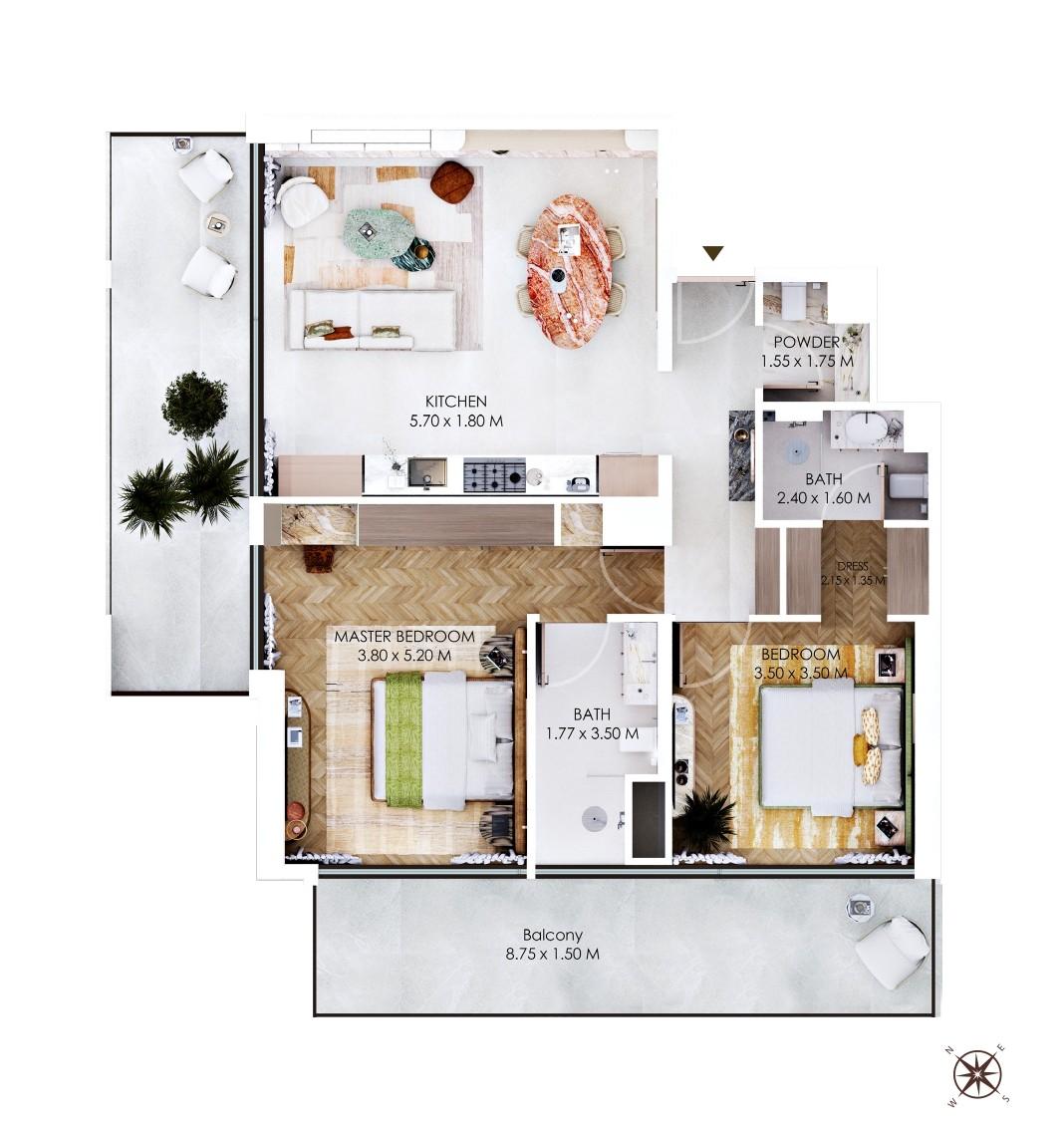 Rabdan Square - 2 Bedroom Apartment - Luxury Project in Meydan