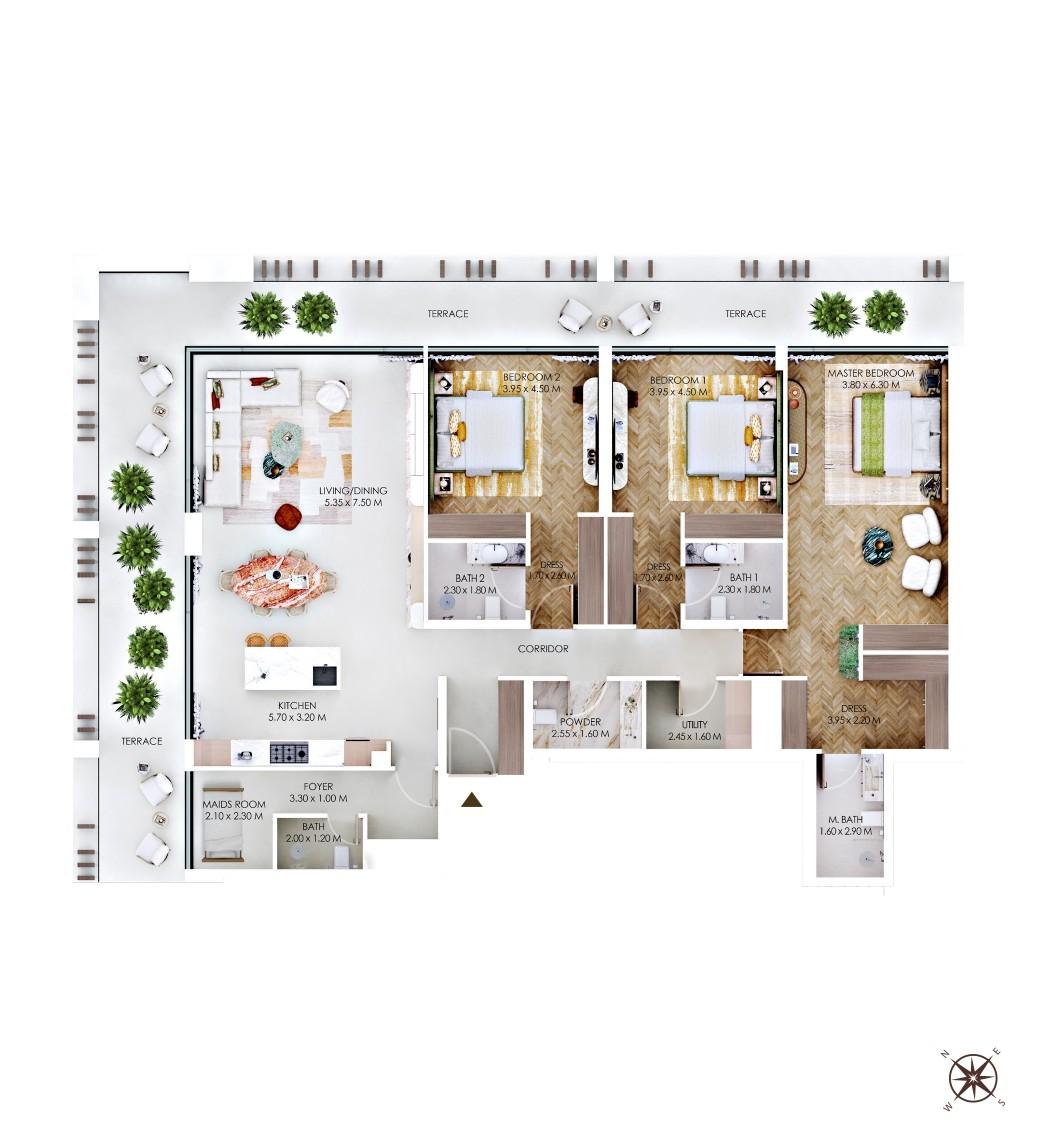 Rabdan Square - 3 Bedroom Apartment + Maid Room - Luxury Project in Meydan