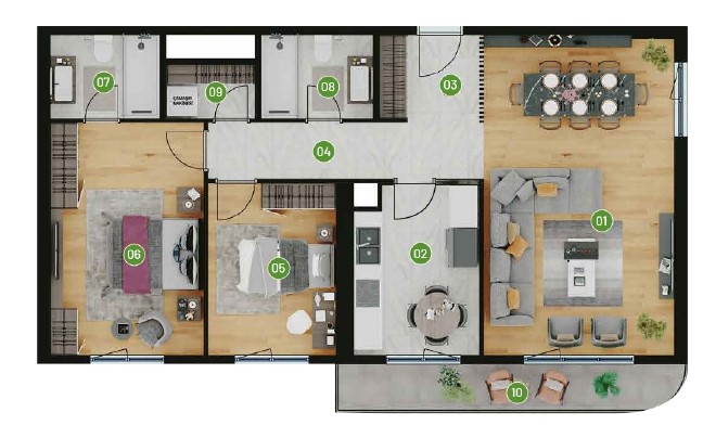 2 Bedroom Apartment - Nature in the City - Open Kitchen - Eligible For Citizenship