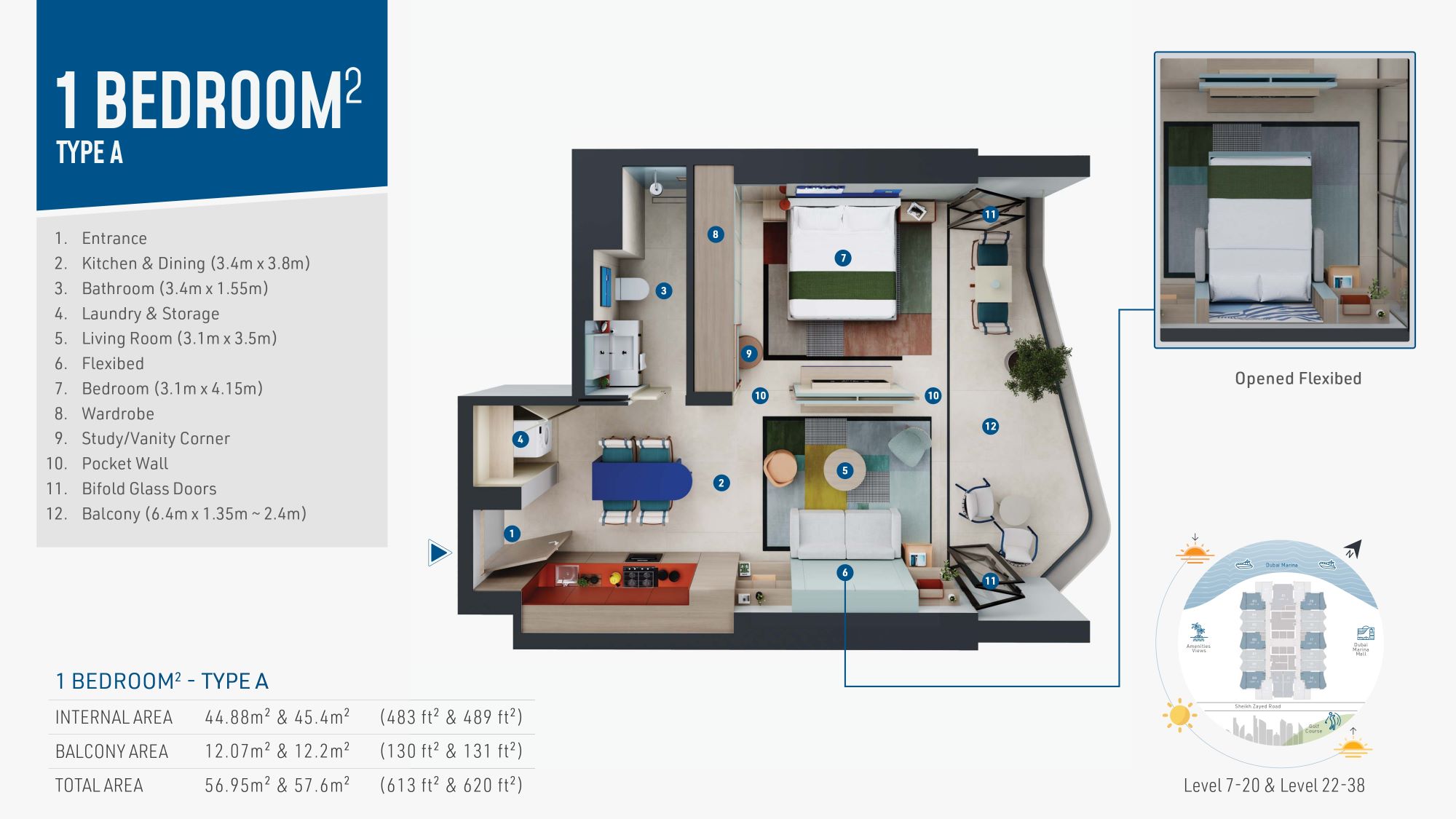 Rove Home Marina - 1 Bedroom Apartment