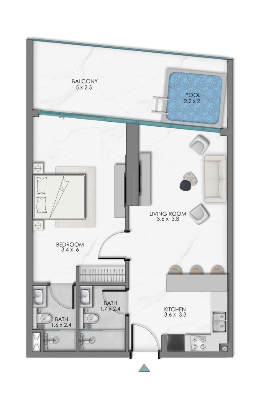 Samana Sky View - 1 Bedroom Apartment + Pool