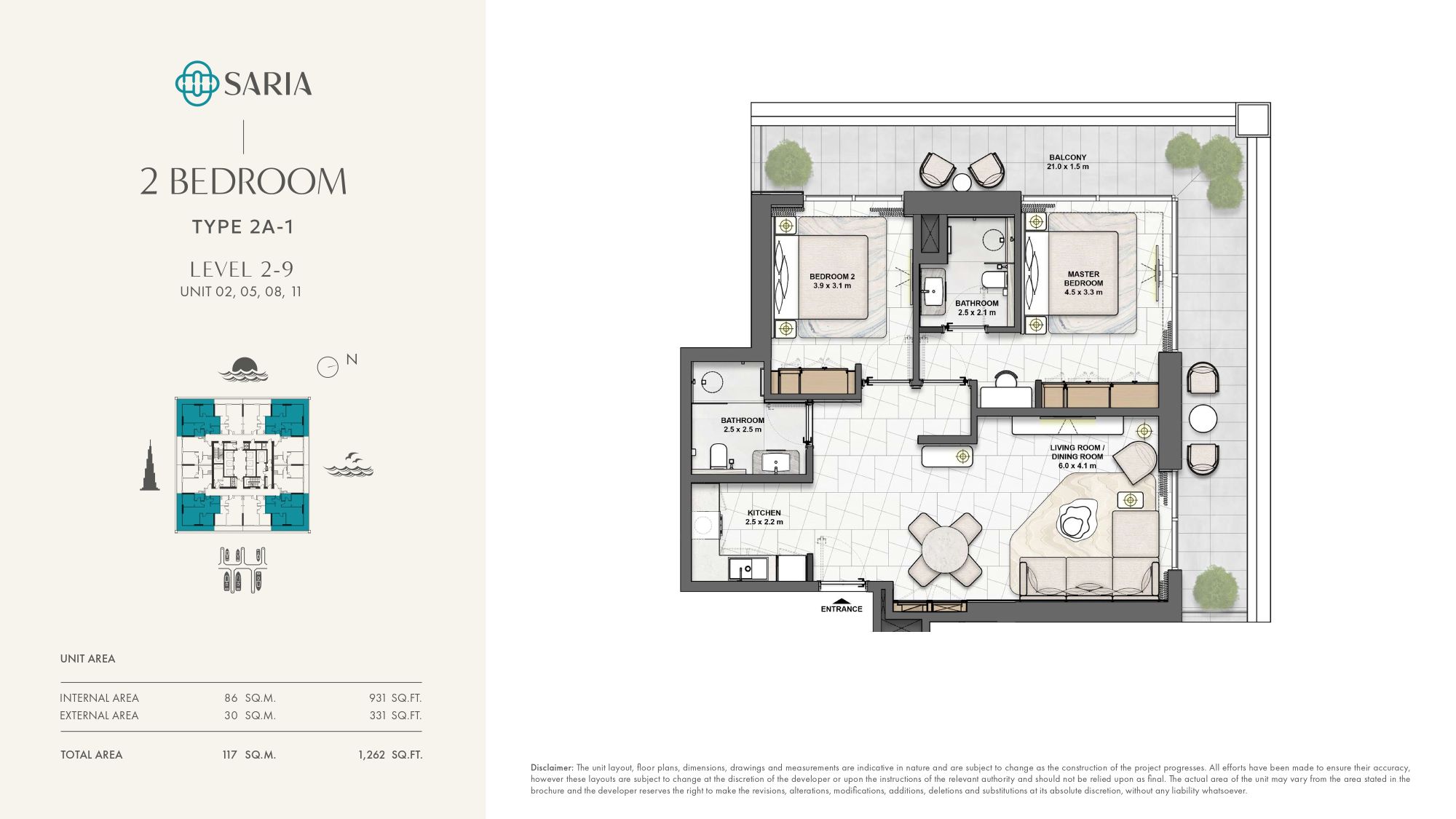 Saria Residential - 2 Bedroom Apartment