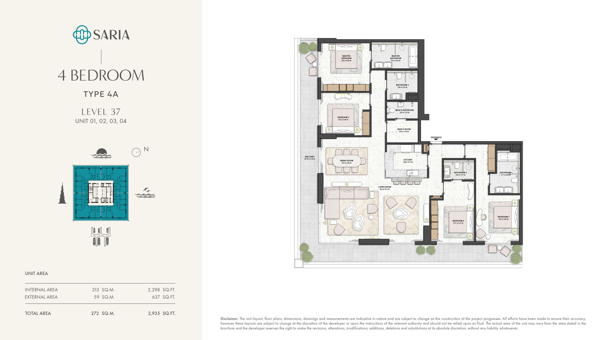 Saria Residential - 4 Bedroom Apartment