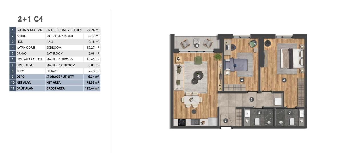 Azure Teras: Kağıthane'de Lüks 2+1 Daire - Vatandaşlığa Uygun