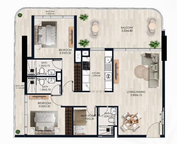 Sera Gardens - 2 Bedroom Apartment - Modern Living in Dubai Production City