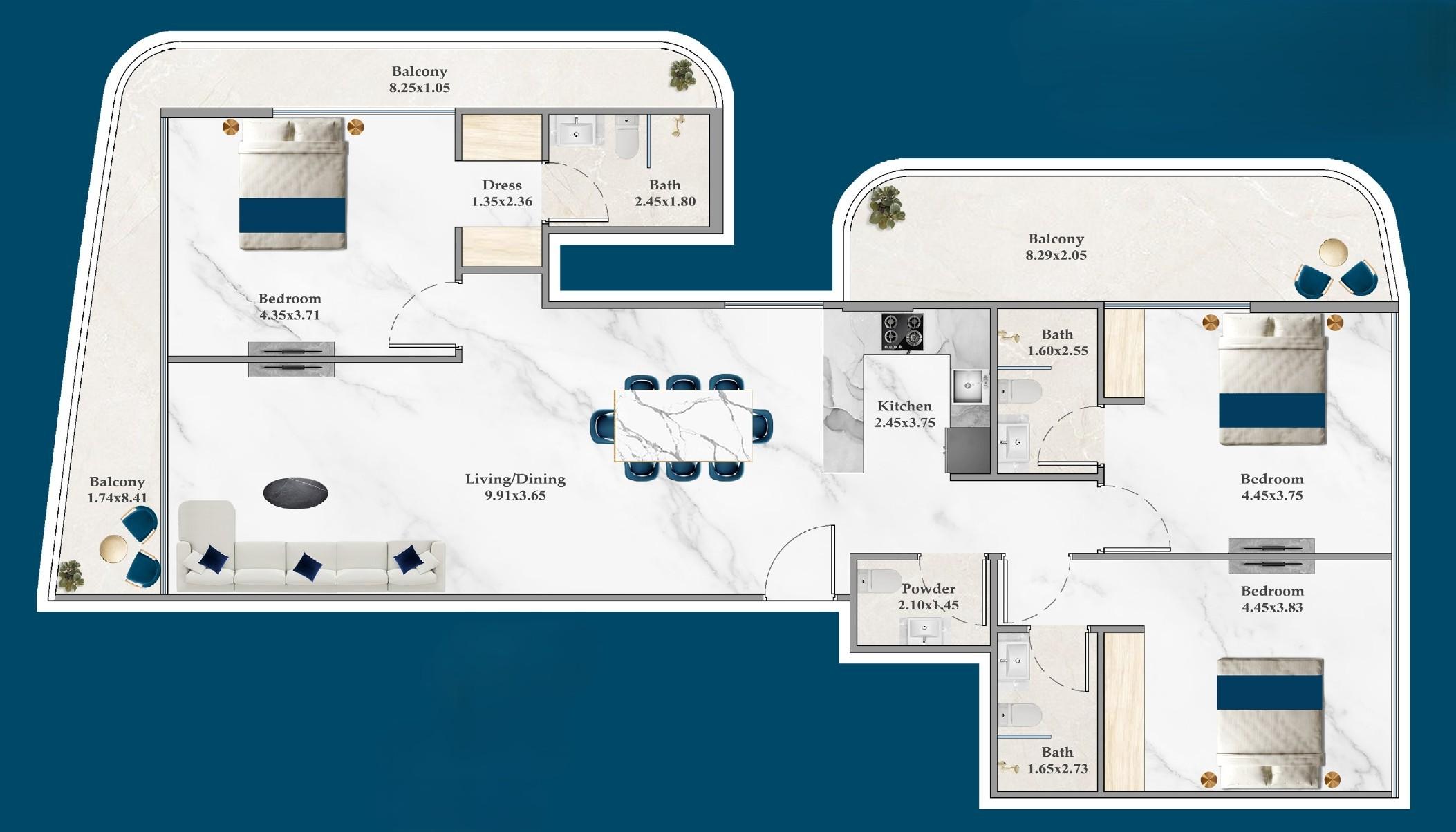 Serenz by Danube - 3 Bedroom Apartment - 50-Storey Fully Furnished Luxury Residence Project in JVC