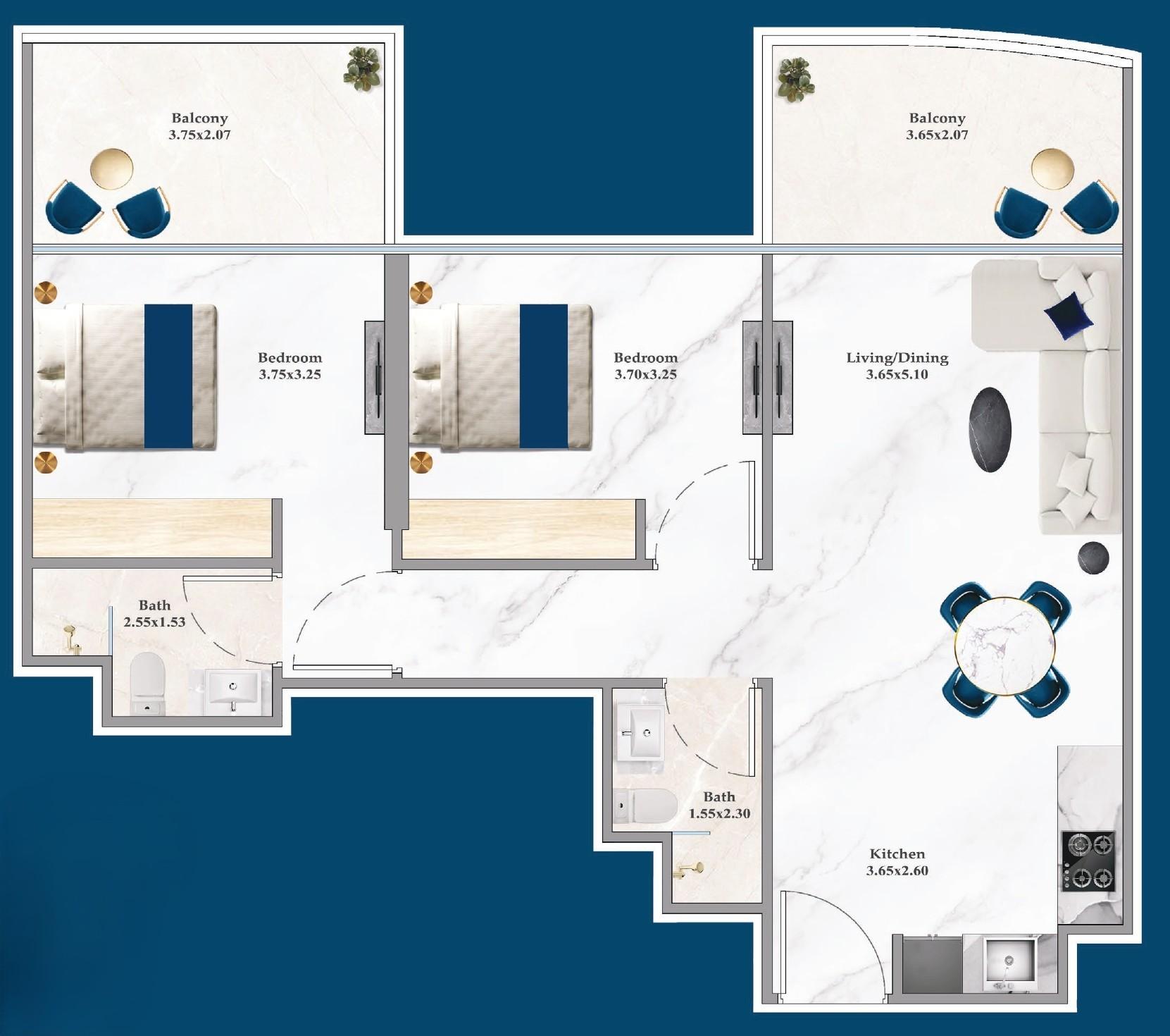 Serenz by Danube - 2 Bedroom Apartment - 50-Storey Fully Furnished Luxury Residence Project in JVC