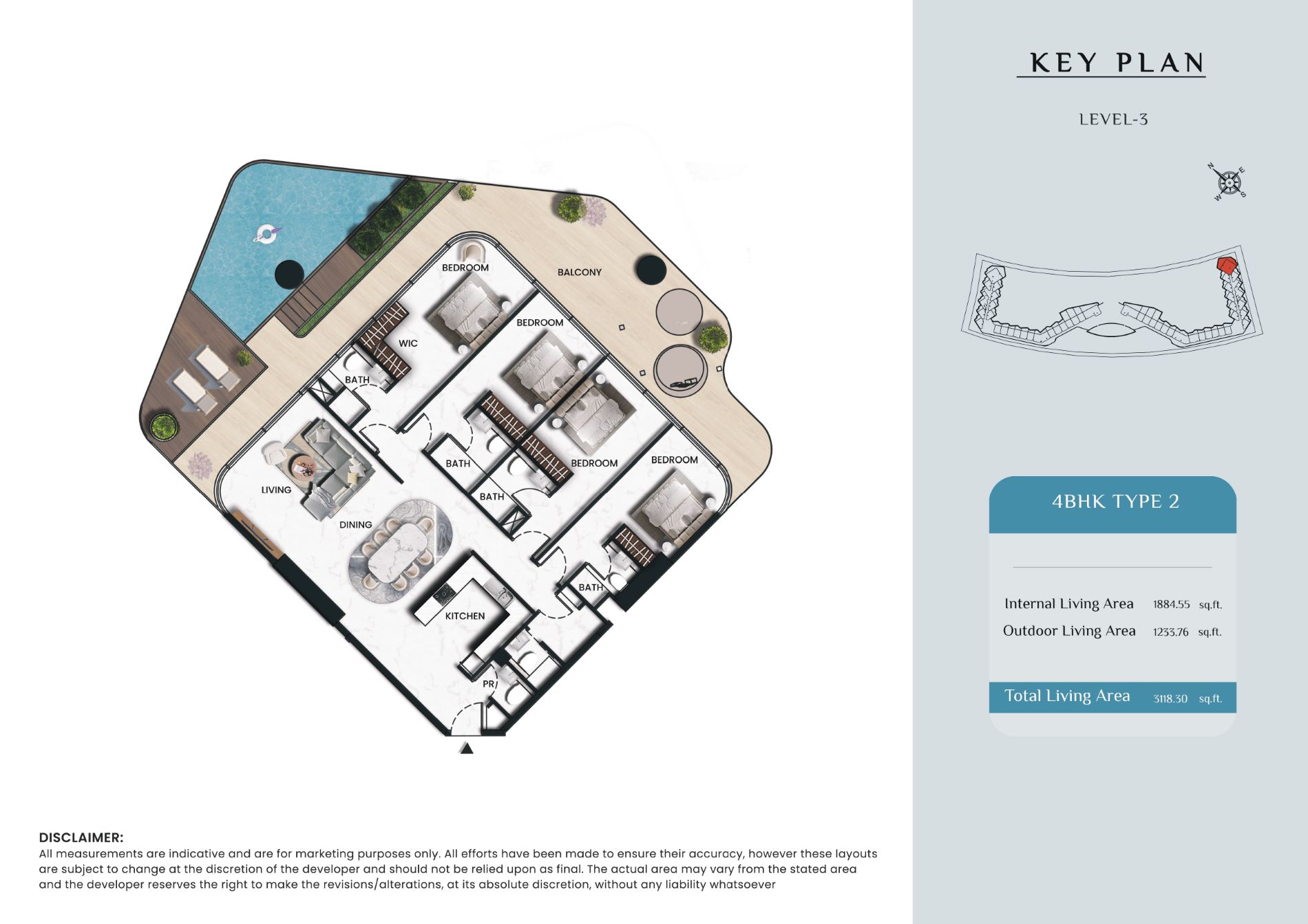 Sora Beach Residences - 4 Odalı Rezidans + Havuzlu