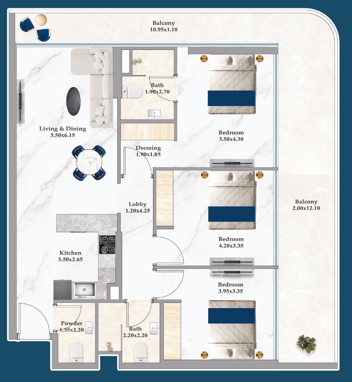 Sparklz by Danube - 3 Bedroom Apartment