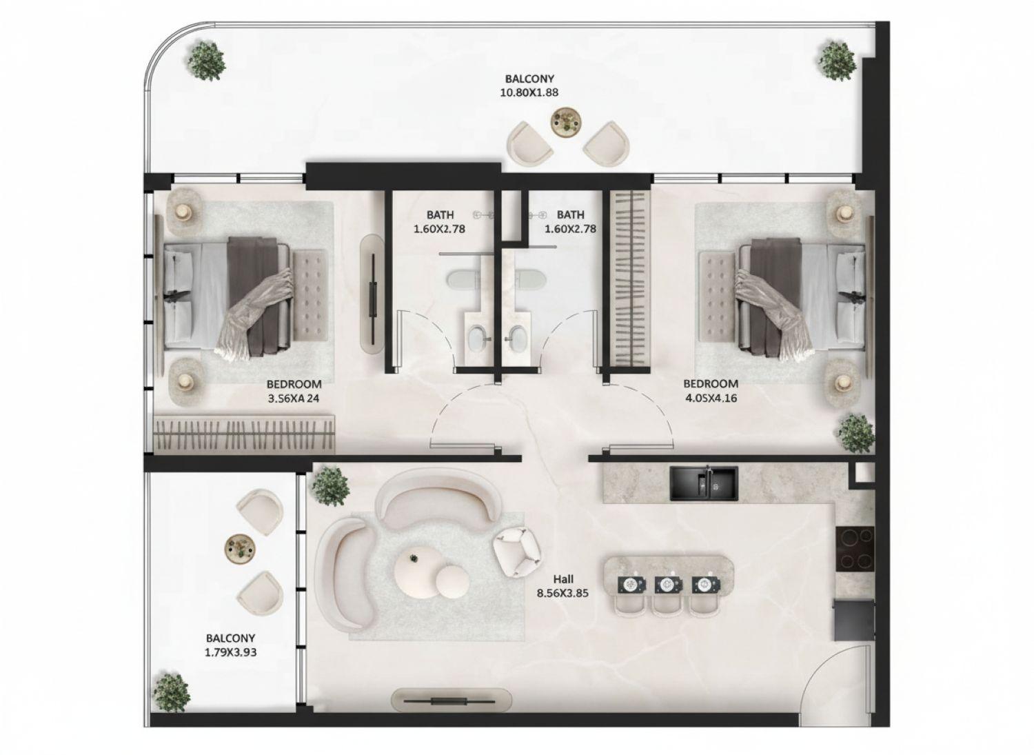 SquareX One by Tasmeer Indigo - 2 Odalı Daire