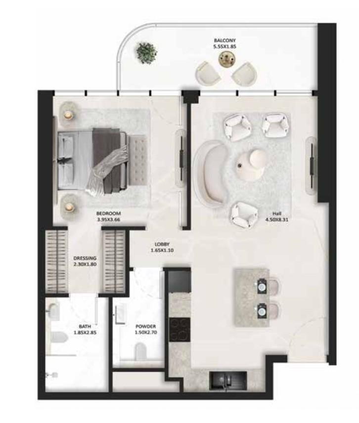 SquareX One by Tasmeer Indigo - 1 Bedroom Apartment