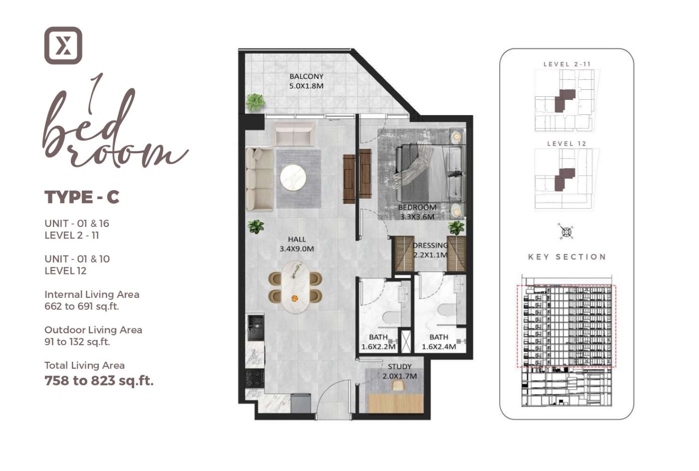 SQUAREX RESIDENCE - 1 Bedroom Apartment