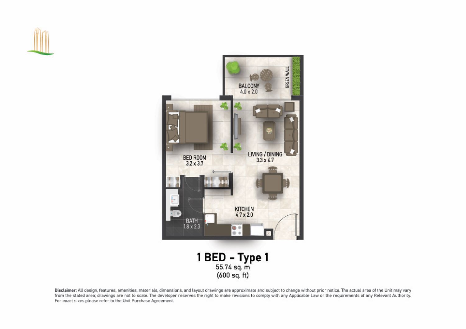 Maimoon Gardens - 1 Bedroom Apartment