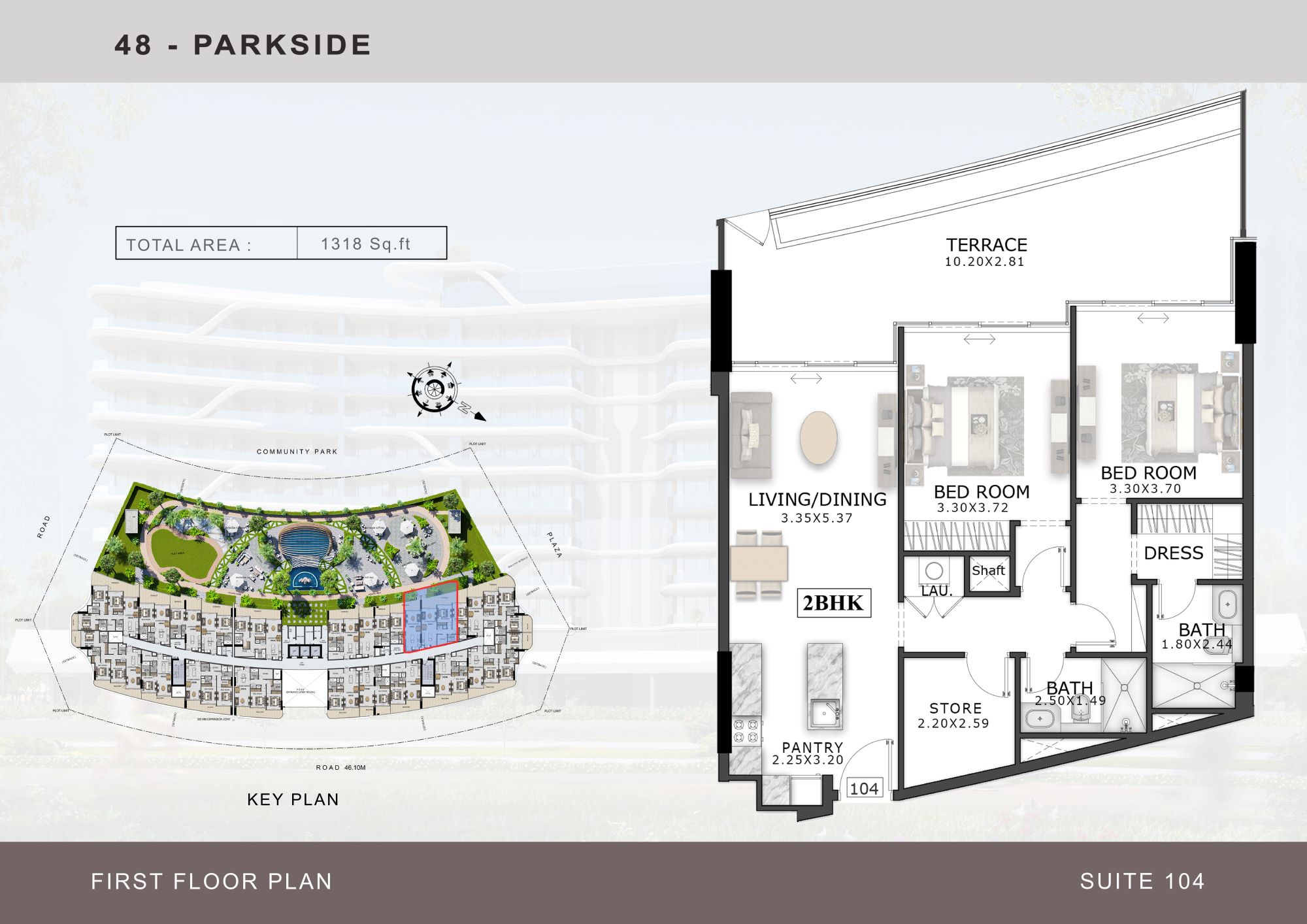 48 Park Side By Tabeer Development - 2 Odalı + Çalışma Odalı