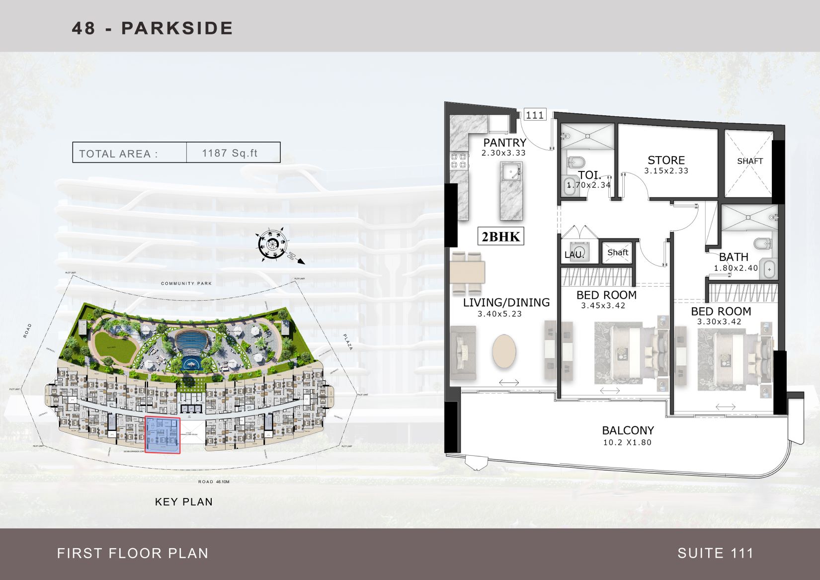 48 Park Side By Tabeer Development - 2 Odalı + Çalışma Odalı