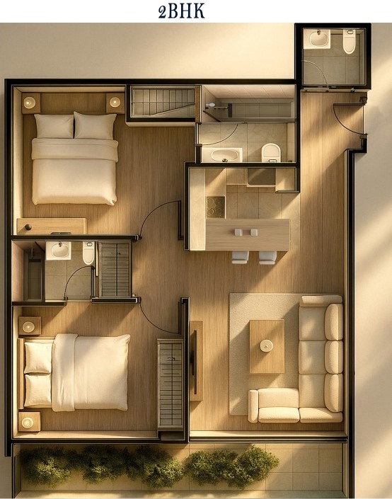 Tarrad Dubailand Residences - 2 Bedroom Apartment