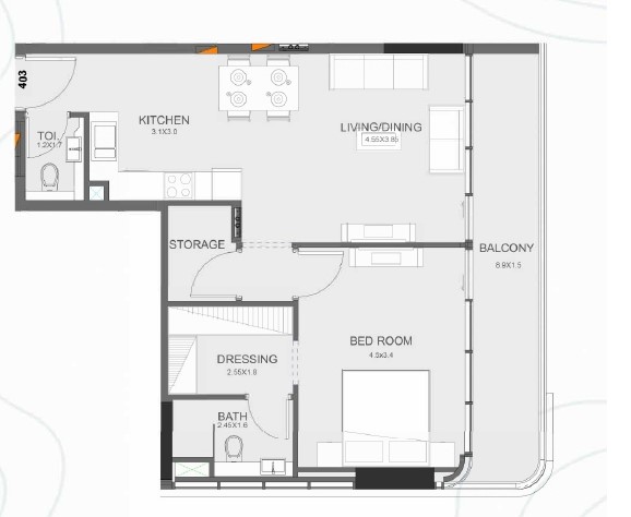 Floarea Oasis - 1 Odalı Daire + Çalışma Odalı