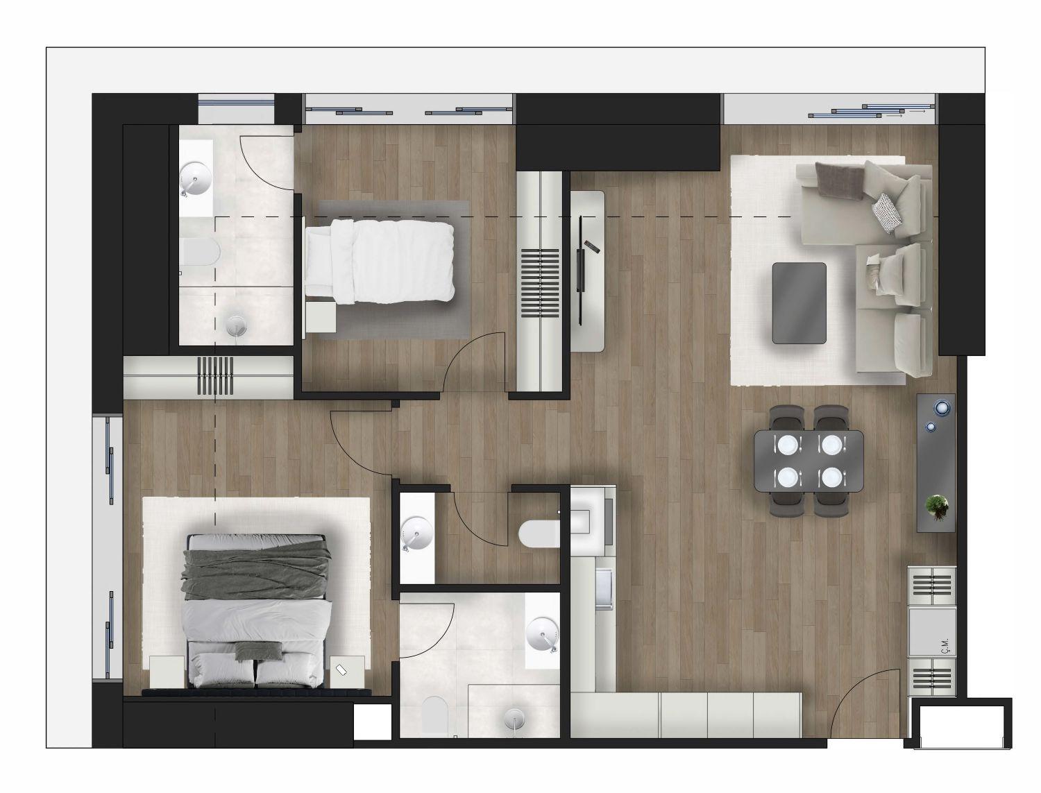 شقة بغرفتي نوم في قلب شيشلي - مناسبة للحصول على الجنسية