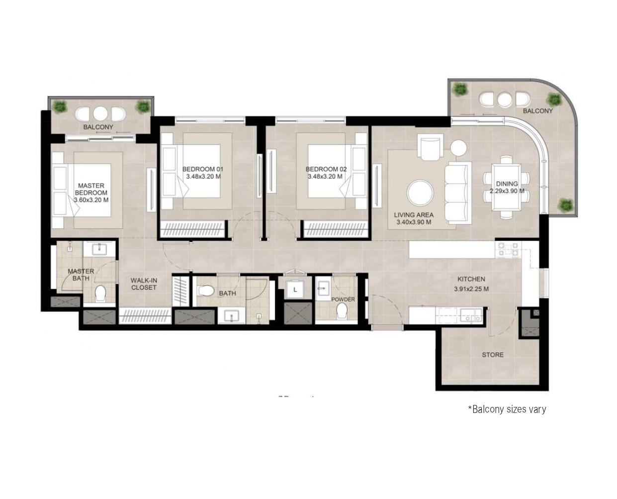 The Baltimore - 3 Bedroom Apartment - Modern Apartments in Town Square