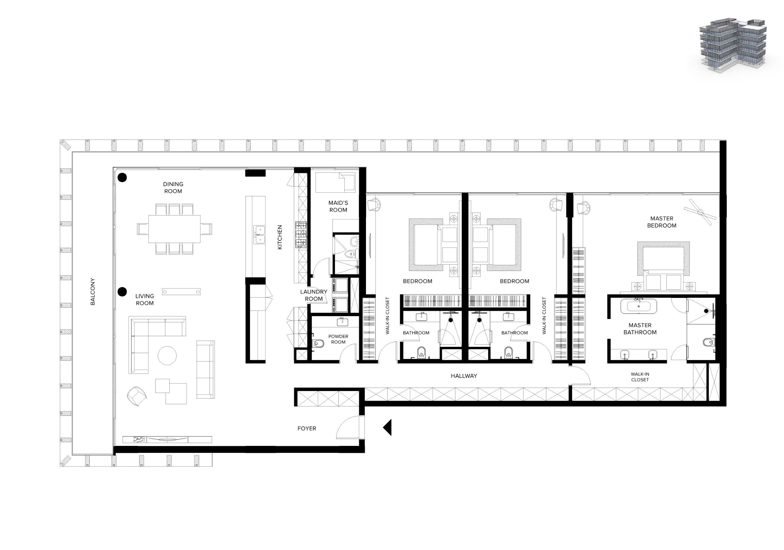 The Ritz-Carlton Residences -3 Bedroom Apartment + Maid Room