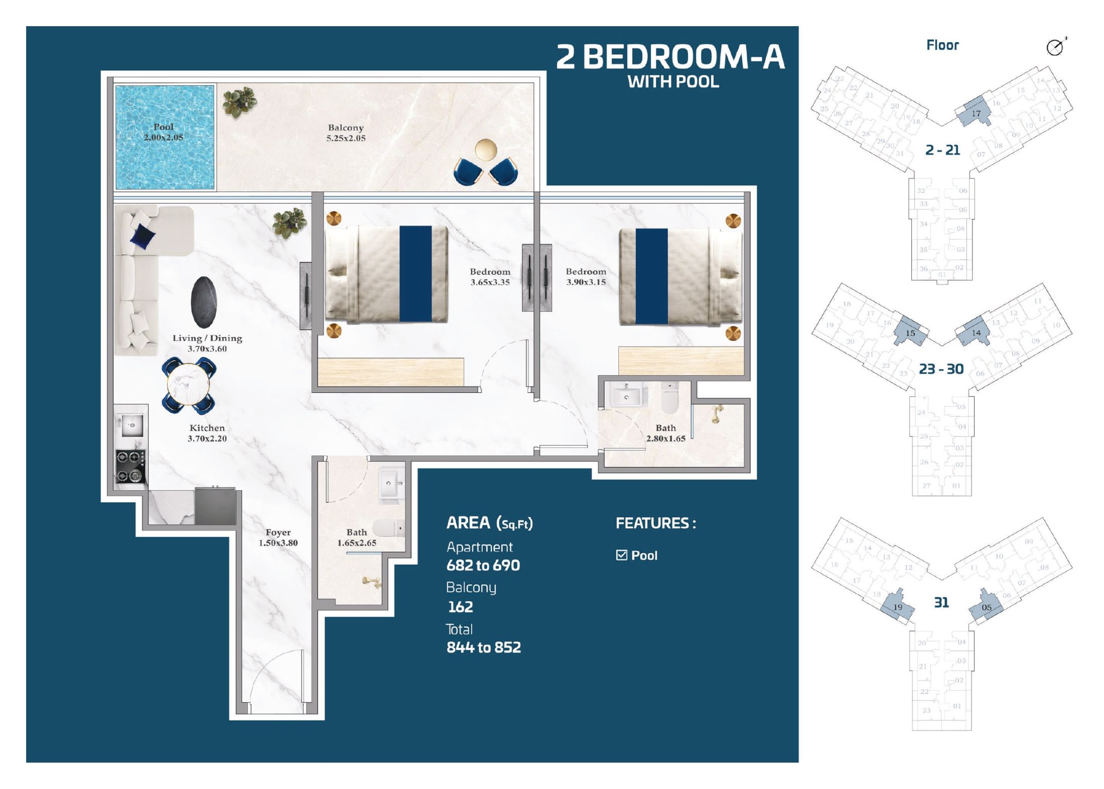 Timez by Danube -2 Bedroom Apartment + Pool