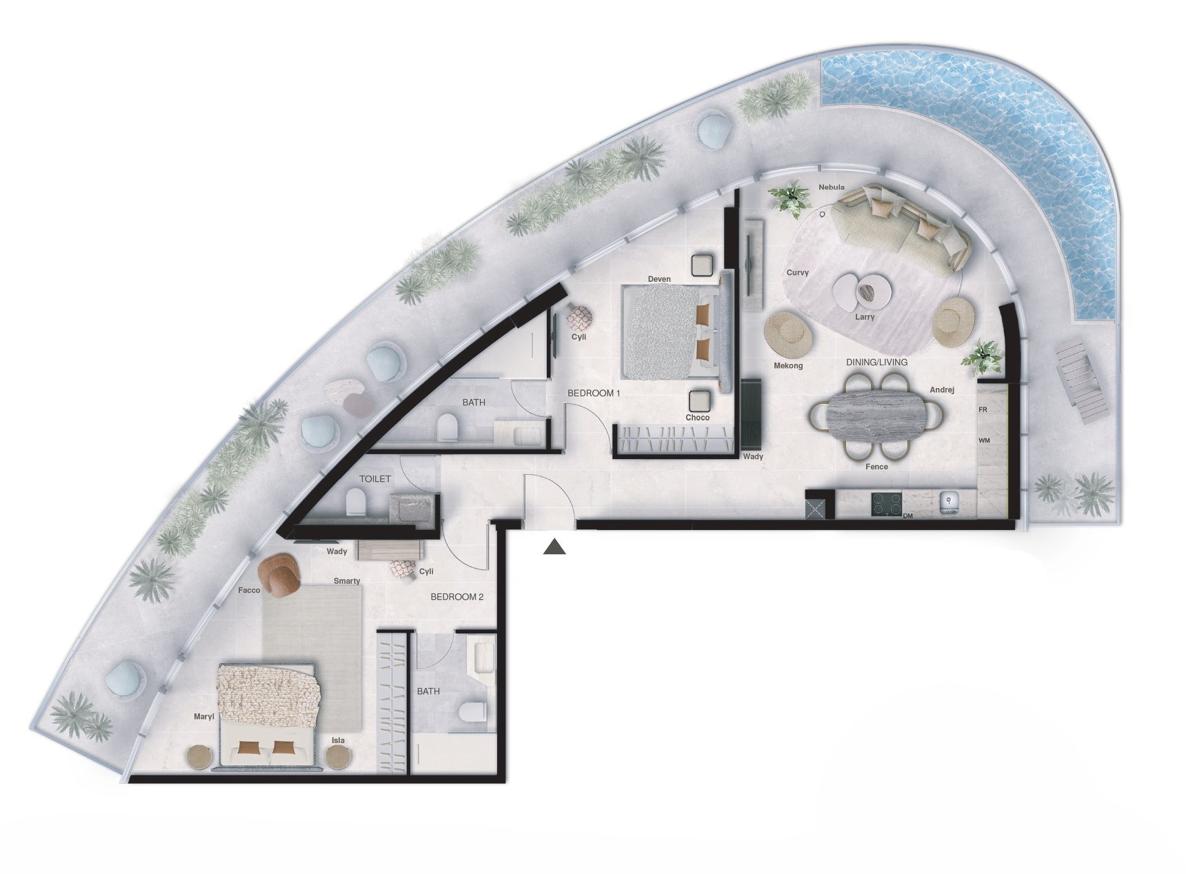 Trussardi Residences - 2 Bedroom Residences +Pool