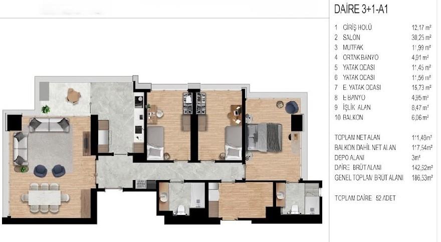Tuna Park Ataşehir: 3+1 Apartment Within Walking Distance to Metro - Suitable for Citizenship