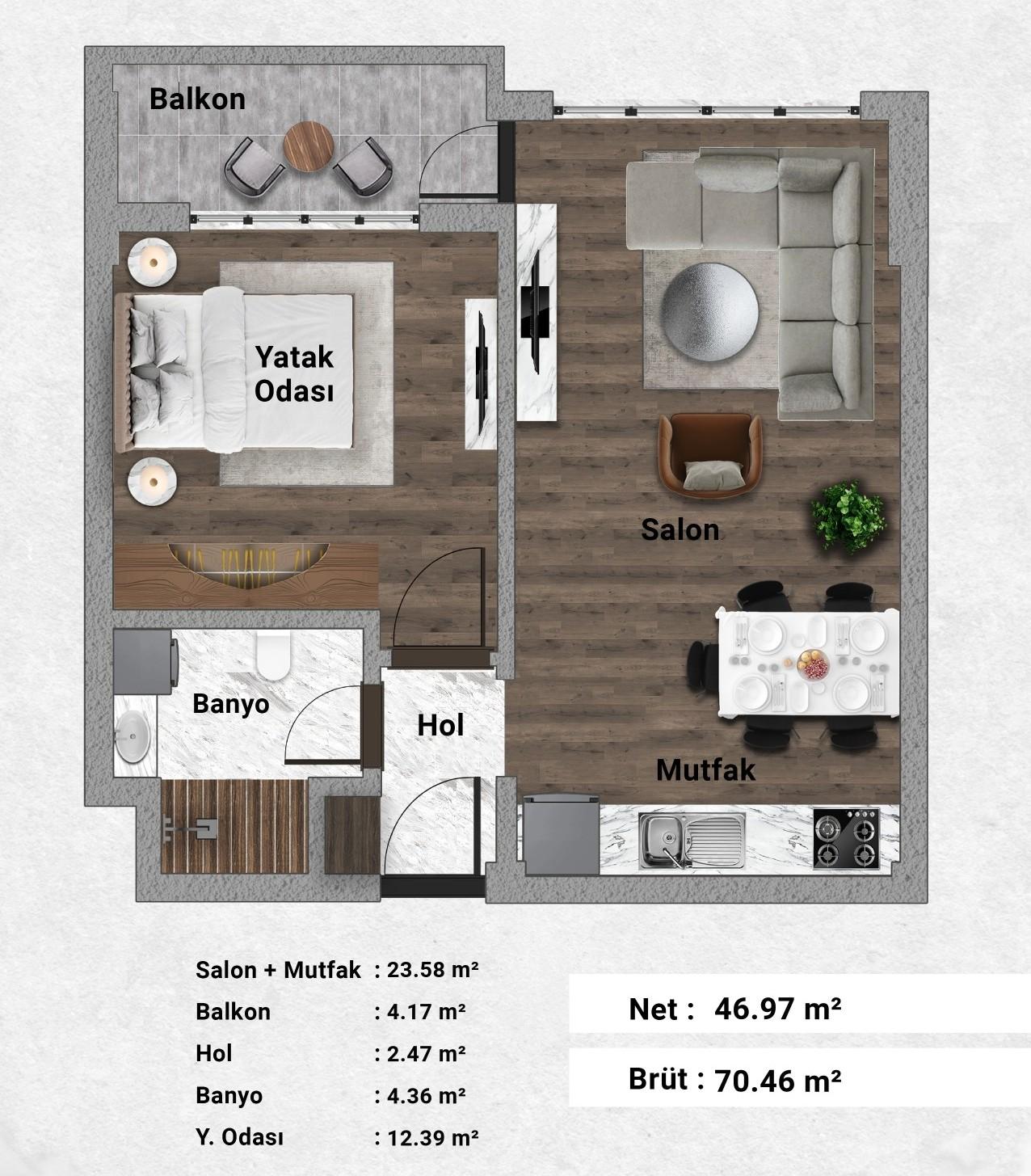 Luxury 1 Bedroom Apartment for Sale in Basın Ekspres