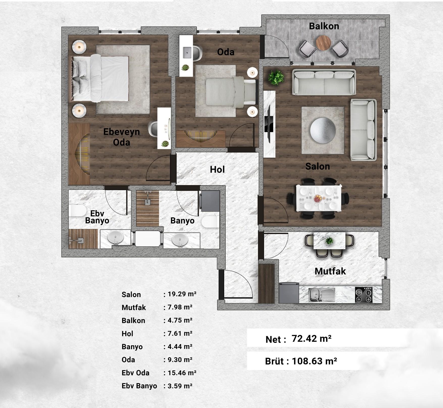 Apartamento de lujo de 2 dormitorio en venta en Basın Ekspres