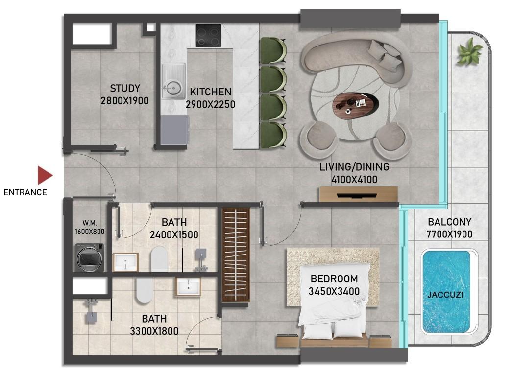 Vivanti Residences - 1 Bedroom Apartment + Study Room + Jacuzzi - Lucrative Investment in JVC