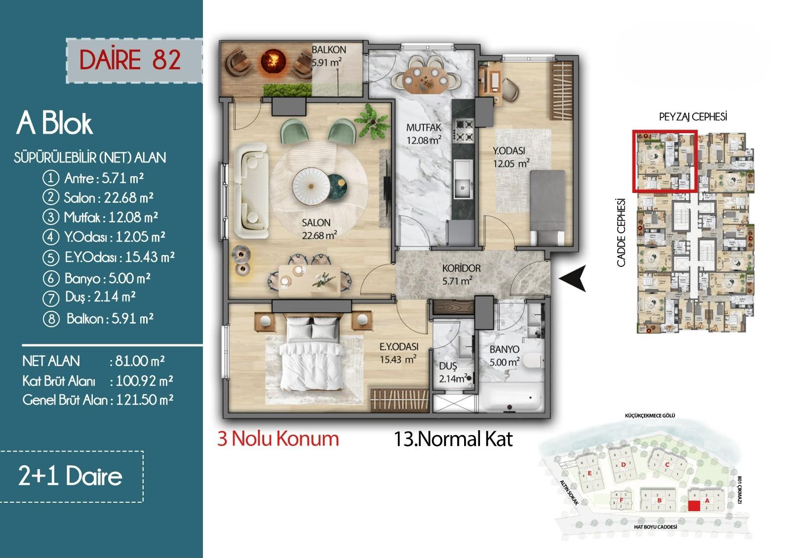Yalı 360: 2 Units of 2+1 Apartments in Küçükçekmece - Suitable for Citizenship